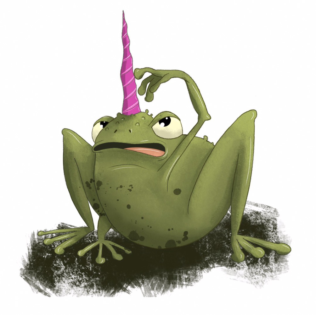 Fantasietiere Illustration Einhornkröte Kinderbuch Illustration Einhornkröte