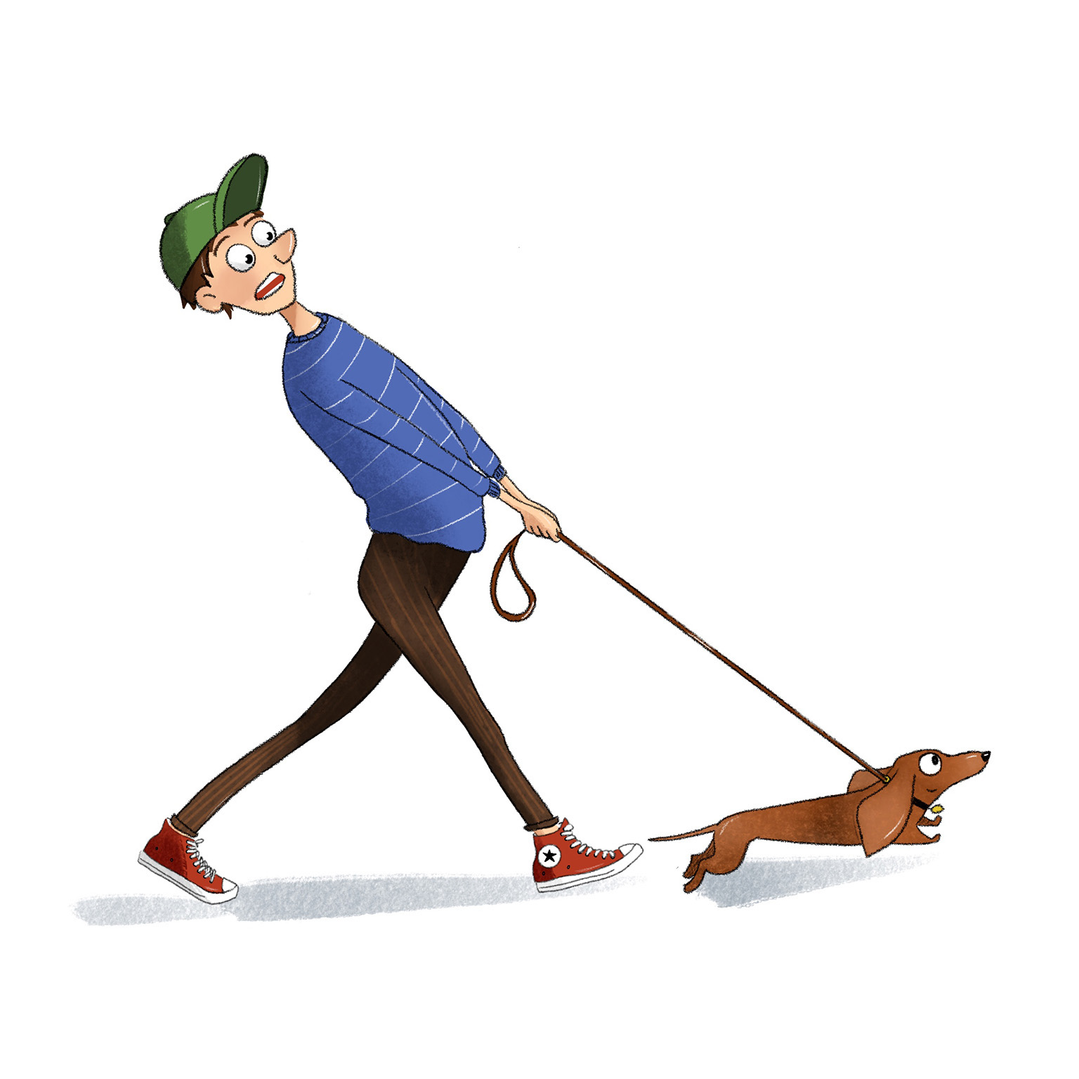 Kinderbuchillustration lustiger Mann mit Dackel Illustration mann mit Dackel