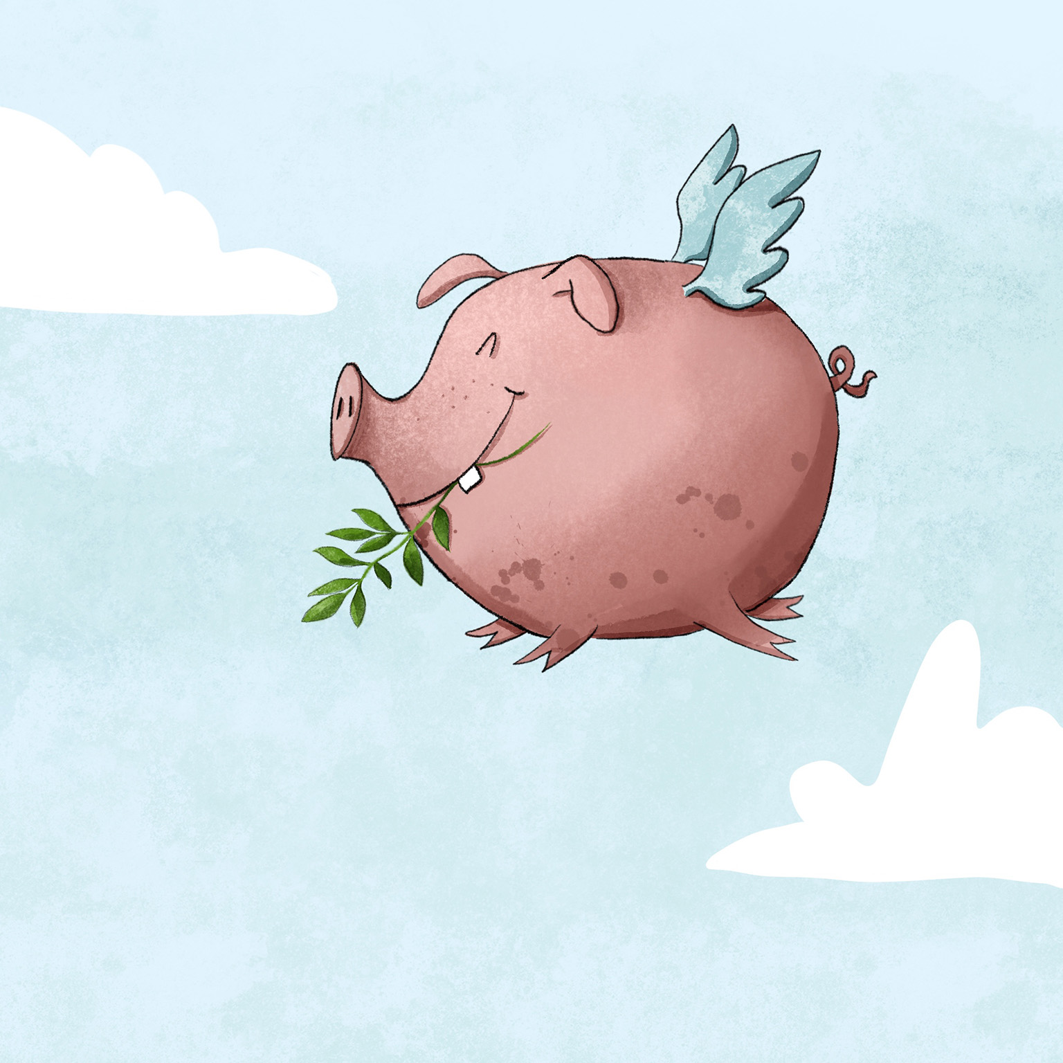 Illustration Friedenstier Kinderbuchillustrator Illustration fliegendes Schwein