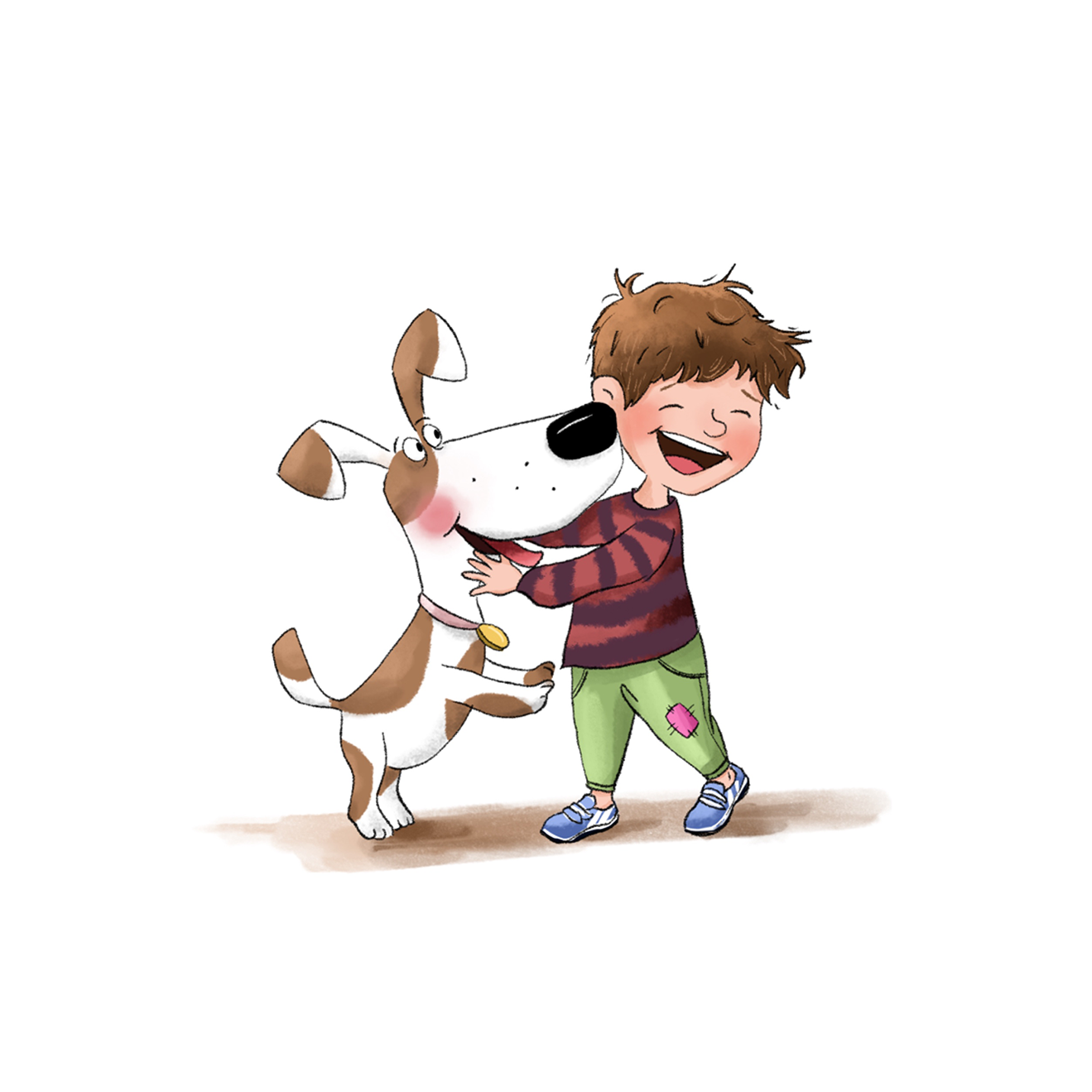kind und hung junge Kleiner Junge mit Hund im Park Illustration